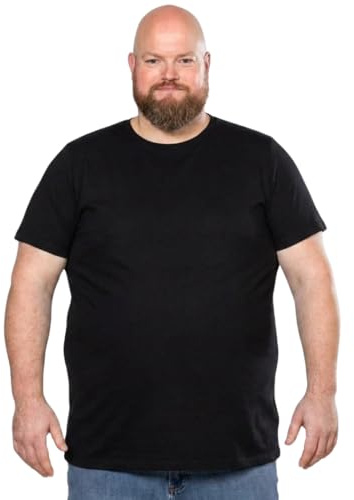 Alca Fashion T-Shirt Homme Grandes Tailles 2XL à 8XL - Col Rond Manches Courtes Basique - Coton Stretch Doux Respirant Coupe Ample Indéformable - pour Hommes Forts 3XL Noir