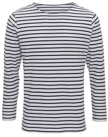 Asquith & Fox Men's Men's Marinière Coastal Long Sleeve tee Regular Fit Long Sleeve T - Shirt, Multicolour (White/Navy 000), Medium (Manufacturer Size:Medium)