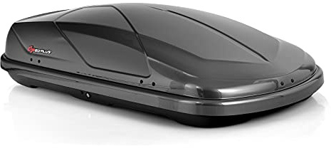 Goplus Rooftop Cargo Carrier Hard Shell, 14 Cubic Feet Waterproof Car Roof Cargo Carrier w/Dual Side Opening, Security Key, 165LBS Capacity, for 17” to 22.8” Wide Crossbar Rack, Vehicle Cargo Box