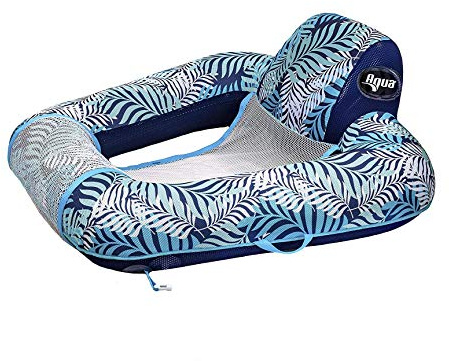Aqua Zero Gravity Pool Chair Float – Inflatable, Heavy-Duty Adult Pool Chair for Floating – Blue Fern