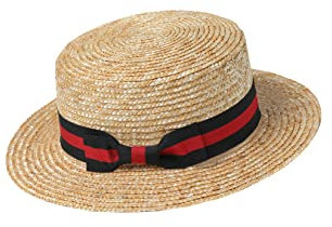 BABYOND Mens Brim Boater Hat Gatsby Straw Panama Hat Fedora Summer Beach Sun Hat 20s Costume Accessories Red Black