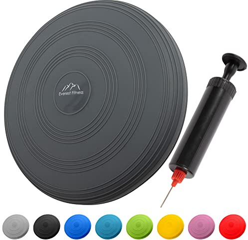 EVEREST FITNESS Coussin Gonflable - Diamètre : 33 cm - avec Pompe à air - Coussin d'équilibre - Coussin d'entraînement, Coussin d'assise et de Dossier