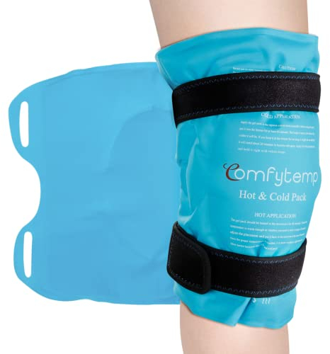 Comfytemp 27x35cm Knee Ice Pack Wrap, Reusable Gel Cold Pack for Knee Pain Relief, Hot & Cold Compress Therapy for Leg Injuries, Knee Replacement Surgery, Arthritis, Bruises & Sprains