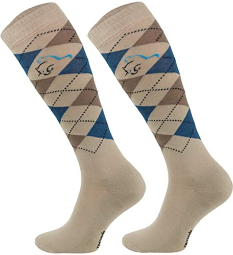 TODO Comodo Chaussettes d'équitation à carreaux STPDJ | Chaussettes d'équitation pour cavaliers, chaussettes au genou | Chaussettes en coton pour femmes, hommes, enfants, 39-42