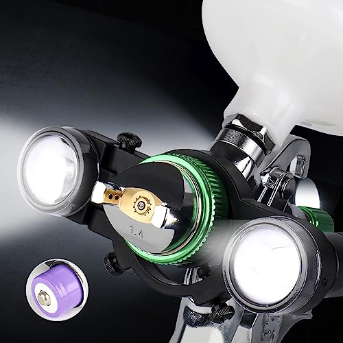 YUZES Färgsprutpistollampa med laddare, vit/varmt ljus 2 lägen, 3 nivåer av justerbar ljusstyrka, LED ultraljussystem, universellt automatiskt färgpistolljus