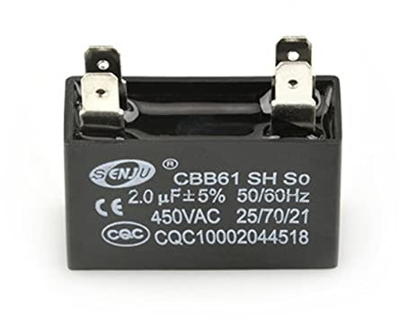 GEEKAA CBB61 Controlador de Arranque del Ventilador Externo del Aire Acondicionado 1.2/1.5/2/2.5/3/3.5/4/4.5/5/6/7/8/1 0UF 4P 450V Condensador de Aire Acondicionado Condensador (Size : 2UF 450V)