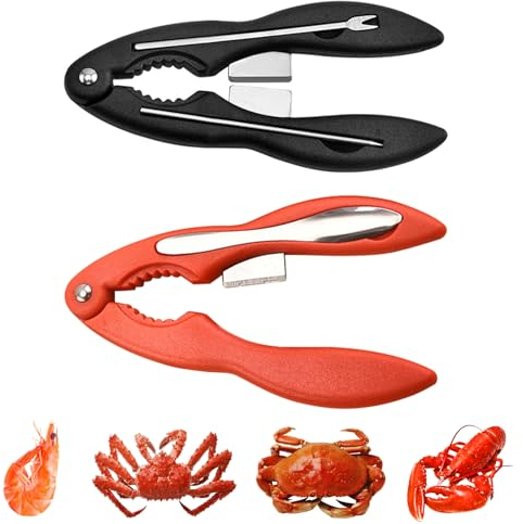 KeaJuidy 2 Sets Meeresfrüchte Werkzeug Set Küchenschere Meeresfrüchte Schere Hummerkreben Knallbonbons Hummer Shellers Krabben Gabeln für Nüsse Schalentiere Krabbenbein