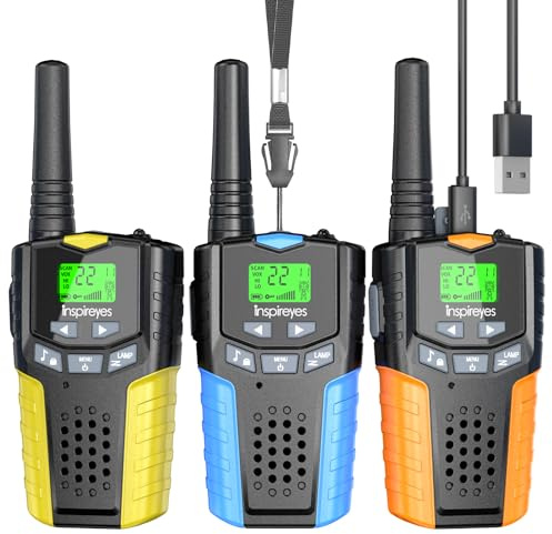 Inspireyes Walkie Talkies for Kids Rechargeable, Easter Basket Stuffers,Gifts for Kids, Toys for Boys and Girls Ages 3-12, 3 Pack Long Range, Outdoor Play, Family Games, Hiking Camping Gear