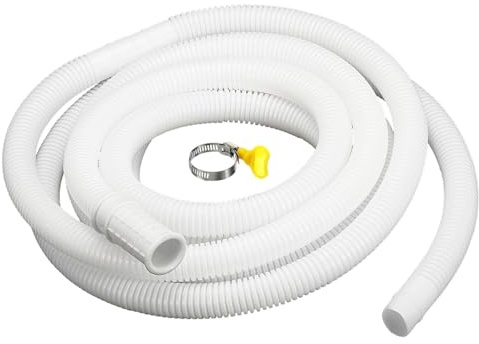 MECCANIXITY 20ft/6m Universal 16mm ID Air Conditioner Drain Hose with Clamp, Flexible Drain Pipe Air Conditioner Accessories for AC Units Washing Machine, White
