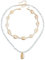 Wnddle 2 Stück Muschelkette, Muschelkette Damen, Damen Natural Shell Choker Halsketten Armband Schmuck Set Boho Muschelkette, Muschel Kette, Natural Shell Choker Halskette