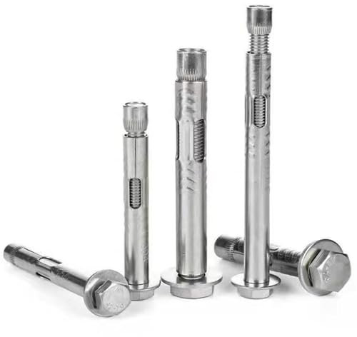 5 pernos de tornillo de expansión, manga de expansión de acero inoxidable, pernos de anclaje M10 x 100 mm, para pared