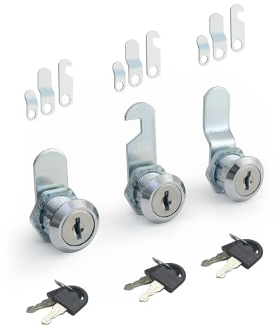 Bicafa 3 Packs Cabinets Locks with Keys, Keyed Alike Cam Lock for File Cabinet, Mailbox Toolbox Replacement, 5/8 Inch