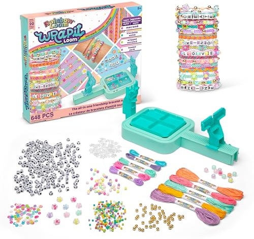 BANDAI - Rainbow Loom Wrapit - Kit de Création de Bracelets d'Amitié - Coffret 648 Pièces - 20 Projets DIY - Macramé, Perles, Fils Colorés - Cadeau Loisir Créatif - Jouet Enfant 8 Ans et + - CD0164