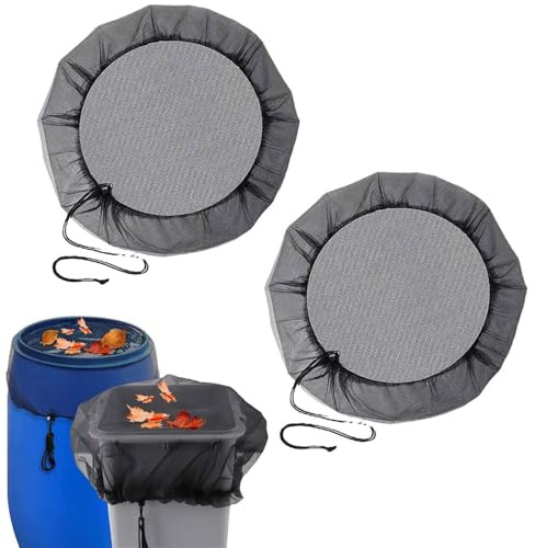 2Pcs Rain Barrel Net Cover 100cm/39inch Garden Barrel Mesh Proctective Cover Filter with Drawstring for Preventing Fallen Leaves, Debris in Garden