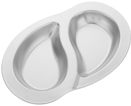 WOONEKY Vassoio in Acciaio Inossidabile Sezione Doppia Per Barbecue All Aperto Divisore Forma Di s Piatto Basso Per Snack Cibi Fritti Picnic e Grigliate