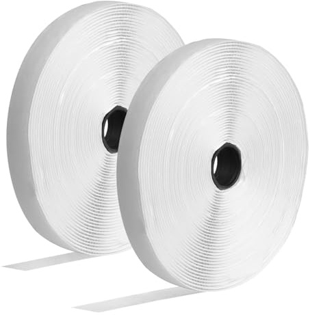 2 rouleaux de ruban auto-agrippant extra-fort, 16 mm x 10 m, blanc, auto-agrippant, fixation auto-agrippante, ruban auto-agrippant pour usage quotidien