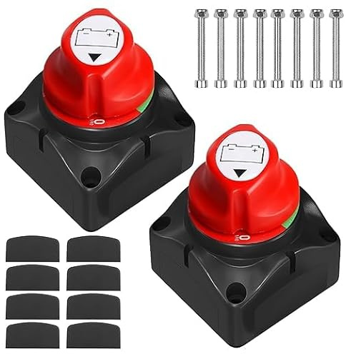 2 Pièces Coupe Circuit Batterie, Coupe Batterie, 12V, 24V, 48V, 275A, Interrupteur D'isolateur De coupe Batteries, Master Switch batterie, Interrupteur De Déconnexion De Batteries Pour Voitur Bateau
