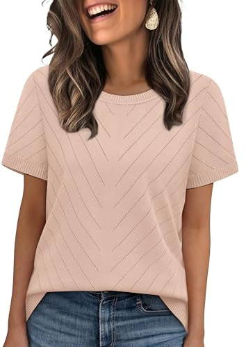 WIHOLL Womens Tops Ladies T Shirts 2026 Beige Jumpers for Women Size 18-20