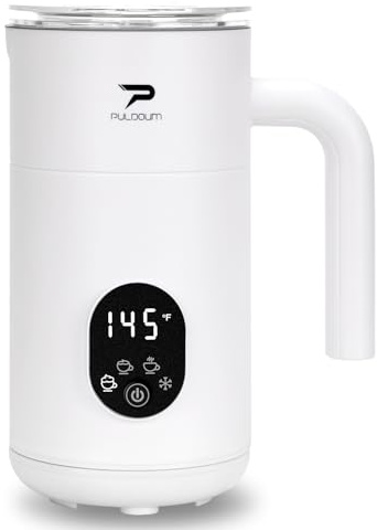 Milk Frother, Electric Milk Frother and Steamer 4 in 1 Automatic Coffee Steamer Frother, 11.8OZ / 350ML Warm and Cold Foam Frother for Coffee,Latte, Cappuccino, Macchiato, Hot Chocolate (White)