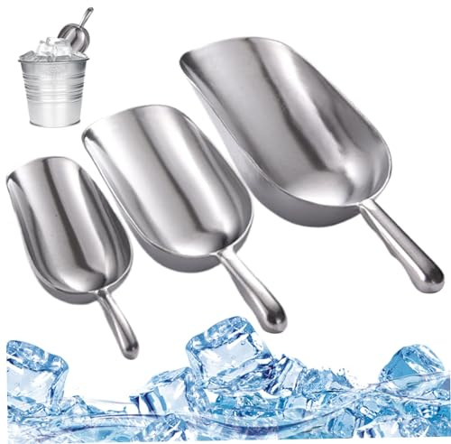 Hperu isskopa för frys 3 st iskubsskopa 6 12 640 ml husdjursmat aluminiumlegering kök för barfest bröllop – för frys husdjursmat