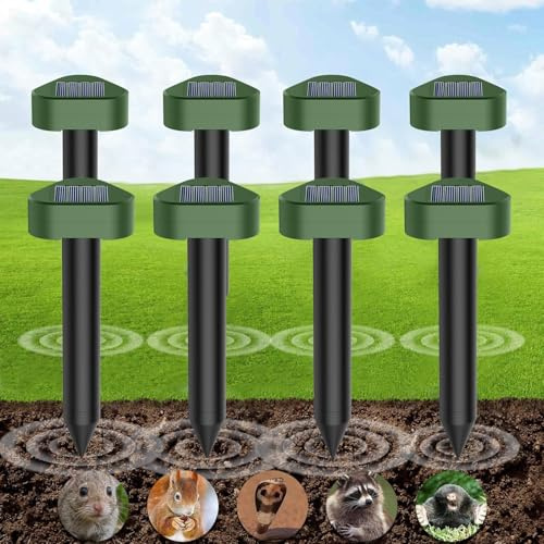 8 Pezzi Talpe Ultrasuoni Solare, Repellente Solare Scaccia Talpa, Dissuasore per Talpe a Ultrasuoni Utilizzato per Respingere Talpes, Arvicole, Serpenti Protegge Prati e Giardini