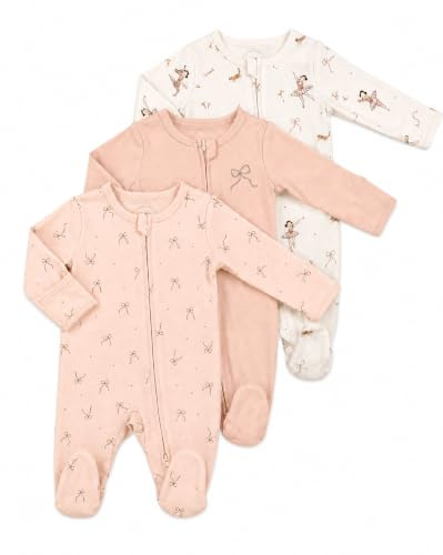 JiAmy Babypyjamas, sparkbyxor, 3-pack, bomull, unisex, babyoverall med dragkedja, fotdel och hopfällbara vantar för nyfödda upp till 12 månader