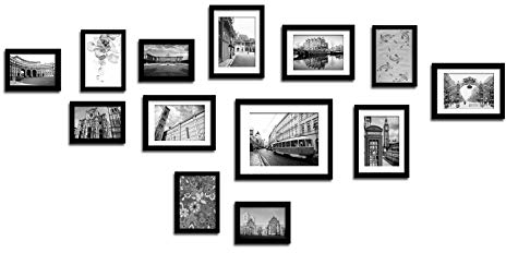 Lillyvale Large Multi Picture Photo Frame Frames Wall Set 13 Pieces (Black)