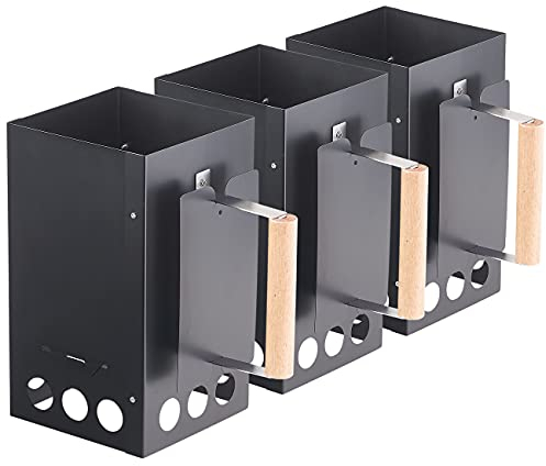 infactory Holzkohleanzünder: 3er-Set Grill-Anzündkamine für Kohle und Briketts, schwarz (Grillkohleanzünder, Grillanzündkamin, Anzünder)