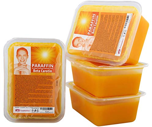 Kosmetex Paraffin-wachs Beta Carotin, Paraffinbad Wachs mit niedrigeren Schmelzpunkt, 4x 500ml