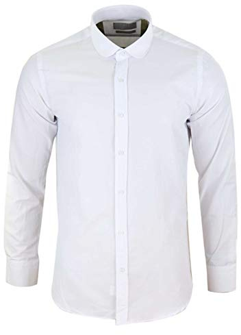 Camisa Blanca con Cuello Club extraíble con botón para Hombre
