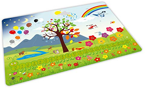 stabiles Vinyl Tischset mit Lerneffekt für Kinder - Englisch Lernen - Platzdeckchen Platzset - BPA frei - abwaschbar reißfest farbecht - Geschenk Schuleintritt Schulanfang Einschulung