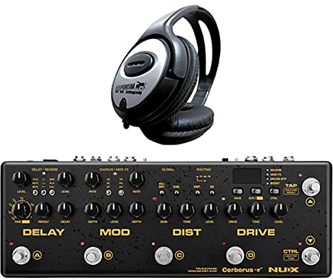 Nux Cerberus Multi-effektenhet för elgitarr + keepdrum hörlurar