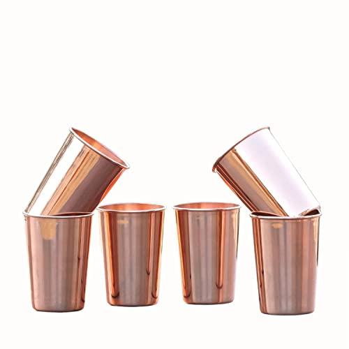AncientImpex Set mit 6 reinem Kupfer-Bechern, Fassungsvermögen: 350 ml