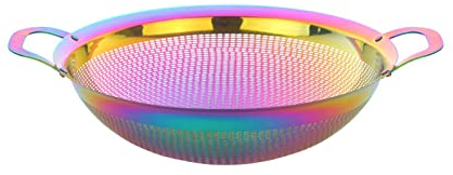 Meisha 18/8 Stainless Steel Colander, 24.5 cm Easy Grip Micro-Perforated Metal Colander with Handle, Heavy Duty Strainer for Kitchen Food/Pasta/Vegetable/Rice/Fruit/Noodles - Rainbow,A297-004