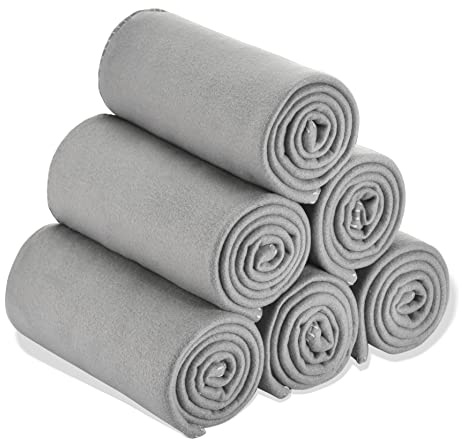 Special SG Glory Fleece Throw Blankets Bulk Fleece Blankets Solid Wholesale Lightweight Warm Soft for Pet Bed Sofa Couch Office Wedding Gifts Travel Seasons (Grey, Pack of 6-50x60 Inches)