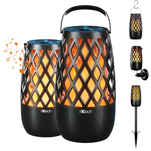 IXTECH Enceinte Bluetooth Puissante Haut Parleur Bluetooth Extérieur Enceinte Portable ve Flamme Bluetooth Parfaite pour Cadeau Enceinte Bluetooth Étanche pour Les Voyages/Extérieur,Jardin,2 pièces