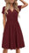 STYLEWORD Damen Sommerkleid Kurzarm V-Ausschnitt Kleider Einfarbig Kleid Strandkleid Mit Taschen(Dunkelrot,Groß)