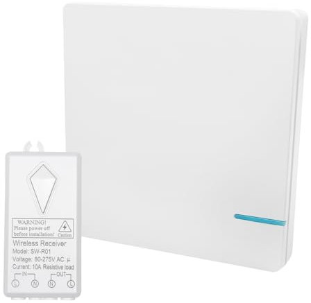 LED ATOMANT Kit de Interruptor Inalámbrico RF con Mini receptor 433 MHz, Instalación sin cables, IP66 Impermeable para exterior o interior, Gran alcance, Controla cualquier luz a distancia