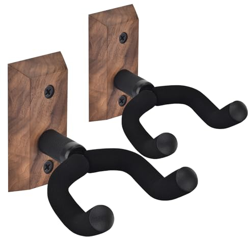 MOREYES Gitarren-Wandhalterung, 2 Stück, Gitarren-Wandaufhänger mit verstellbaren, weichen Gitarrenhaken für alle Gitarren-Größen, U-förmiger Gitarrenaufhänger für Akustikgitarre, Bass, einfach zu