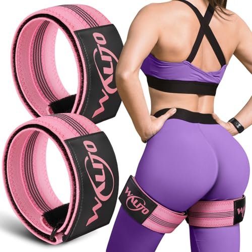 Bandas de glúteos para mujer, bandas de restricción de flujo sanguíneo BFR con plan semanal para piernas, construcción de glúteos y cadera, bandas de oclusión para entrenamientos, bandas de tela para