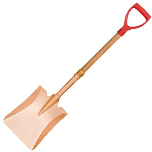 WEDO Pala cuadrada sin chispas con hoja recta, pala de transferencia de cuello largo doblado, mango de madera de 43 pulgadas de largo equipado con mango en D, cobre berilio, no magnética, estándar