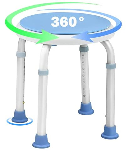 SUBTLETY 360° Drehbarer Duschstuhl Modern Badestühle 37-53cm Höhenverstellbar Badhocker Duschhocker mit Anti-Rutsch Gummifüßen Badezimmer Duschhilfe Tragbare Duschsitz bis 136KG