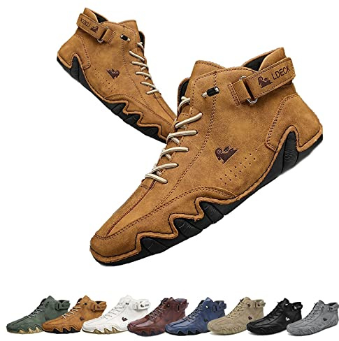 Bottes hautes italiennes en daim faites à la main – Beck Shoes Baskets décontractées imperméables for homme, bottes Chukka montantes antidérapantes et respirantes for l'extérieur toutes saisons(brun,4
