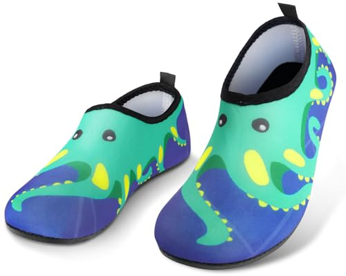 AOOSU Escarpines Niño Niña Zapatos de Agua Playa, Agua Antideslizante Zapatillas, Playa Descalzos Antideslizantes Zapatos de Natación 24-31 EU