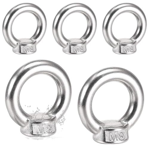 5 Piezas M8 Tuercas Anulares, Tuerca De Ojo De Elevación Acero Inoxidable, Tuerca de Levantamiento, Tuerca de Ojo de Elevación, Tuerca Anular, para Fijar Macetas Colgantes, Soportes Columpios