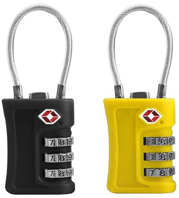 UP Security Luggage Locks TSA Approved 2 Pack, Small Padlock Combination, TSA Locks for Luggage, Travel Combo Padlock with Code, for Suitcase, Backpack Zipper, Locker, Gun Case (Black+Yellow)