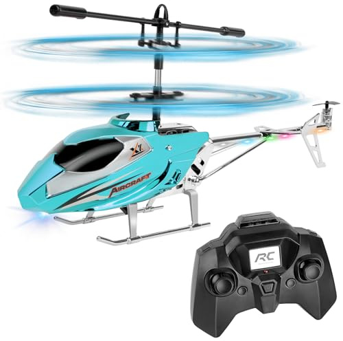 Aolso Helicóptero RC helicóptero, juguete teledirigido, juguete volador de interior de 3,5 canales, avión de alta altitud con giroscopio, mini avión regalo para niños y adultos (azul)