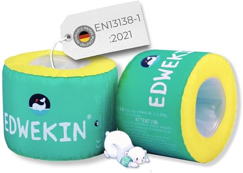 EDWEKIN® Schwimmflügel Icey mit Schaumkern & Stoffüberzug | TÜV-geprüft Updagrade 2025 | Premium Schwimmhilfe für Babys, Kleinkinder & Kinder 3–6 Jahre | Stylisches Design für Mädchen & Jungen