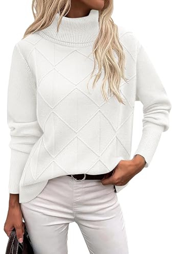 Jersey de Cuello Alto para Mujer Invierno Otoño Suéter de Color Sólido