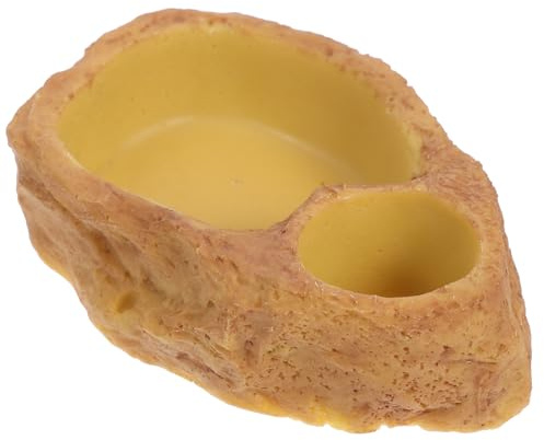 DOITOOL Cuenco para Reptiles Diseño de Roca Simulada, Tazón de Agua y Alimento para Tortugas y Lagartos Pequeños, Comedero Decorativo Natural para Terrarios, Suministros para Mascotas